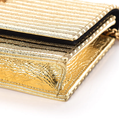 Saint Laurent Metallic Goatskin Lambskin Classic Monogram Kate Tassel Chain Wallet Gold 6 of 8