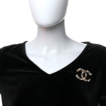Chanel Crystal Pearl CC Charms Brooch Gold 2 of 4