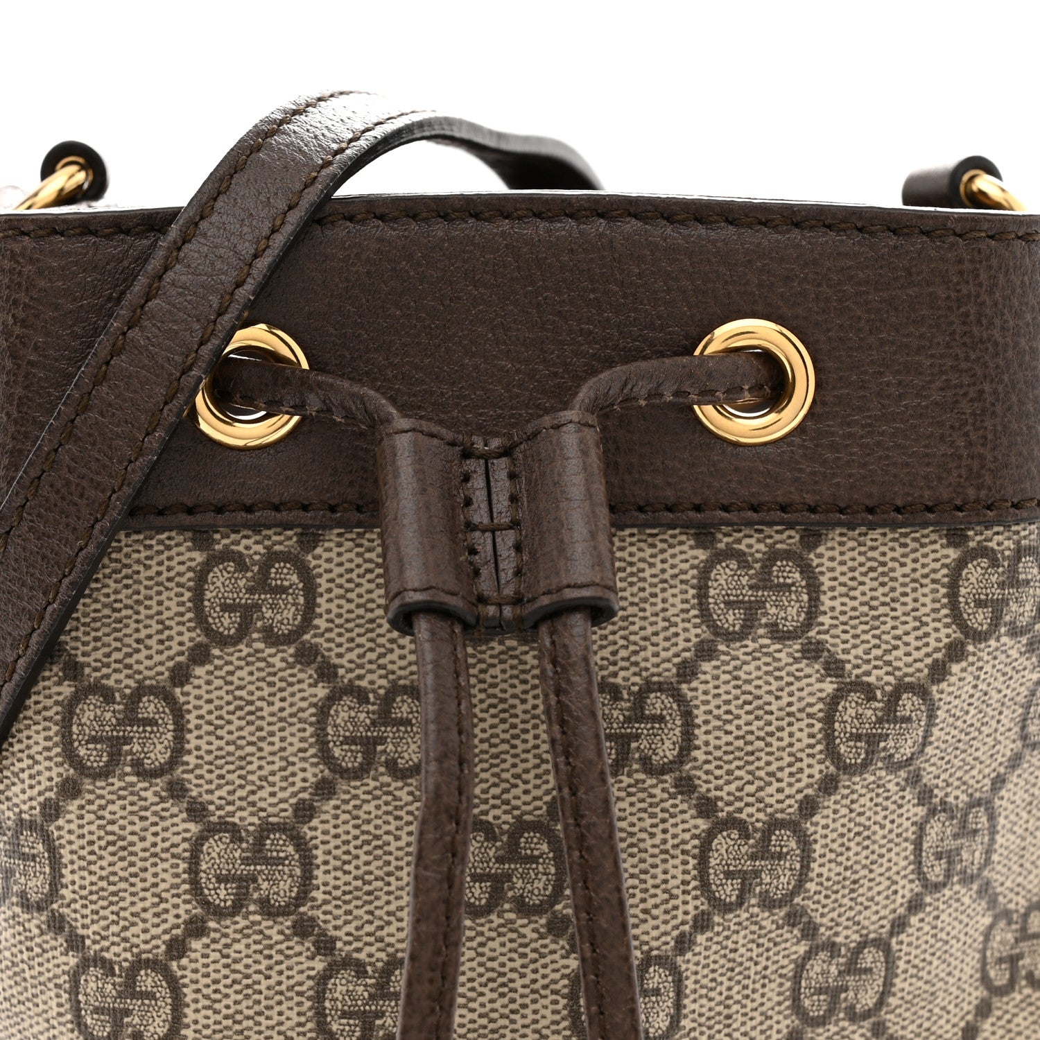 Gucci GG Supreme Monogram Web Mini Ophidia Bucket Bag Brown 8 of 10