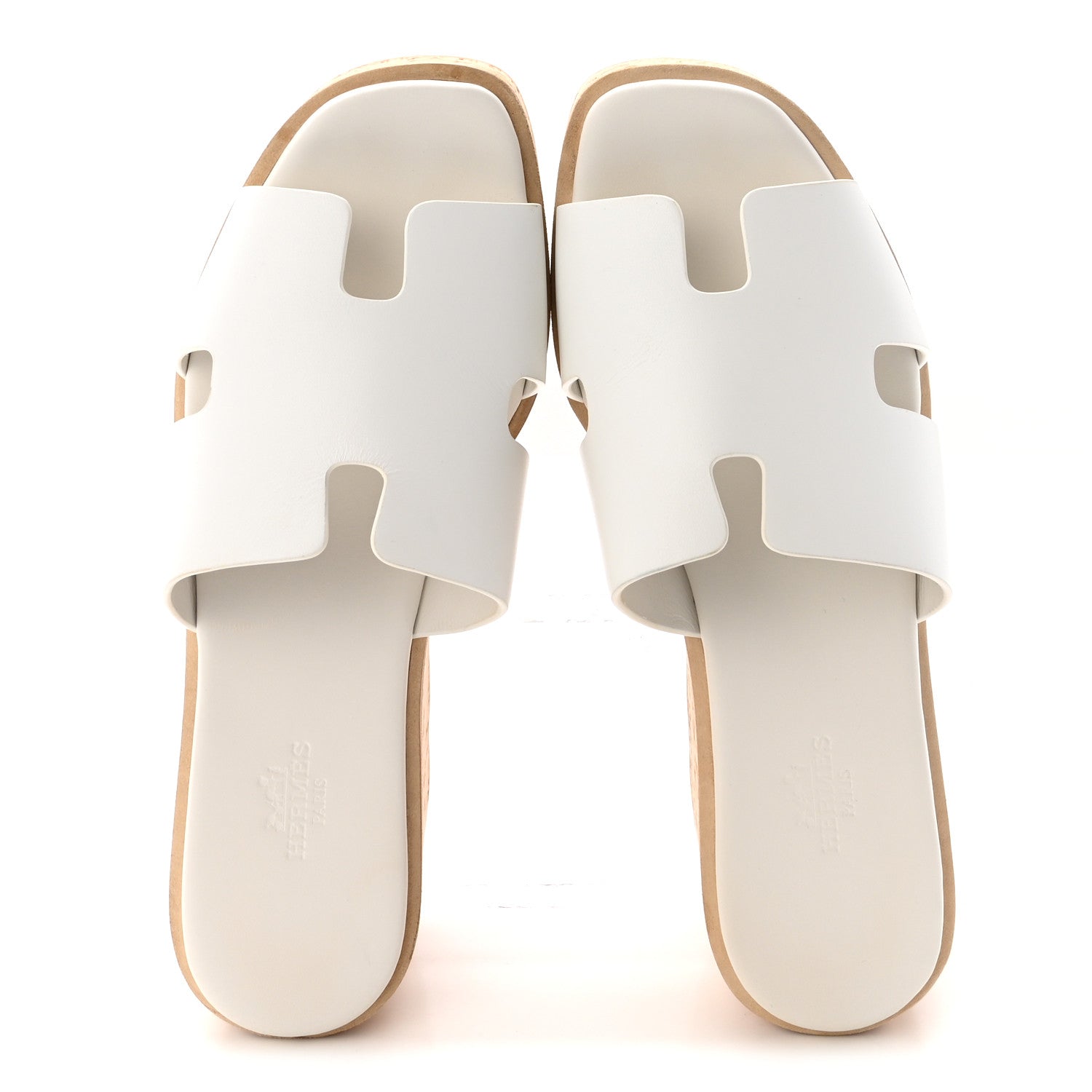 Hermes Calfskin Cork Eze 30 Sandals 37 White 2 of 10
