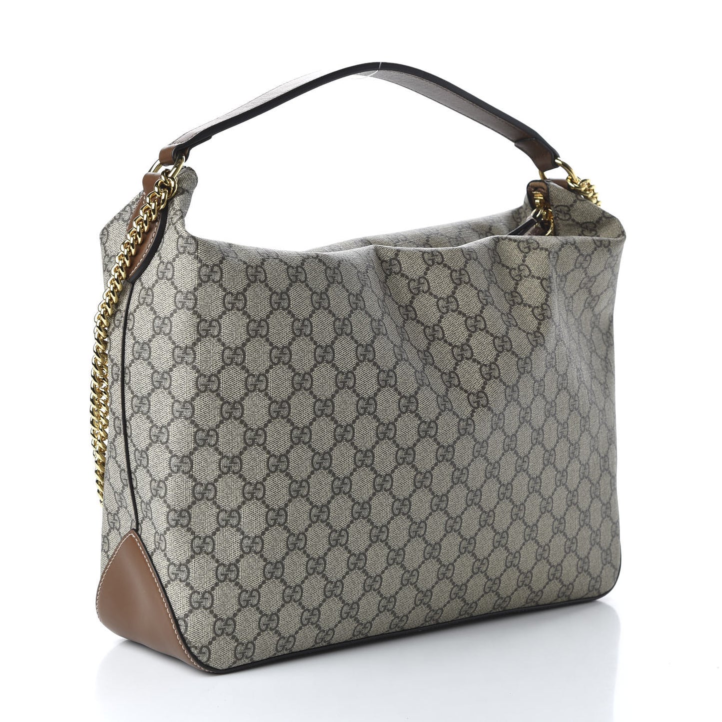 GG Supreme Monogram Large Linea A Hobo Light Brown