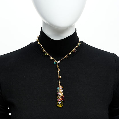 Marco Bicego 18K Yellow Gold Diamond Multi Gemstone Paradise Lavalier Necklace 2 of 4