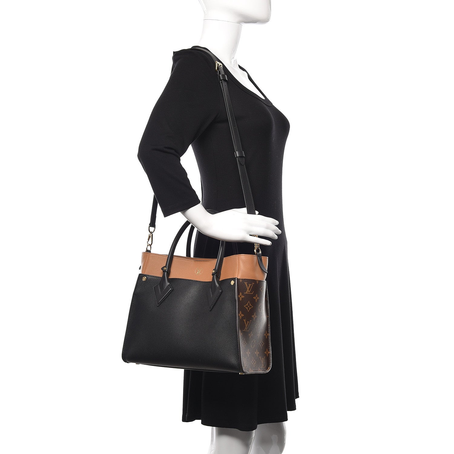 Louis Vuitton Calfskin Monogram On My Side Black 2 of 12