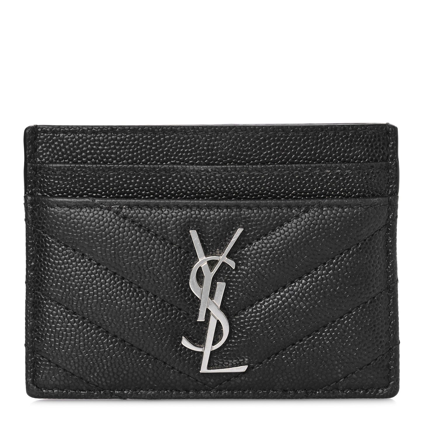 Grain De Poudre Matelasse Chevron Monogram Credit Card Case Black