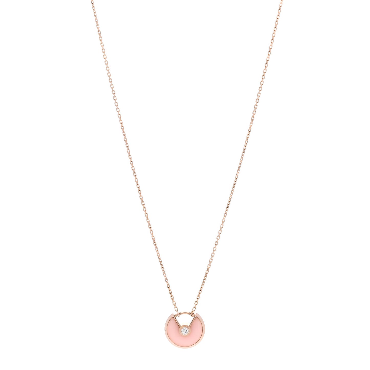 18K Pink Gold Diamond Pink Opal XS Amulette de Cartier Pendant Necklace