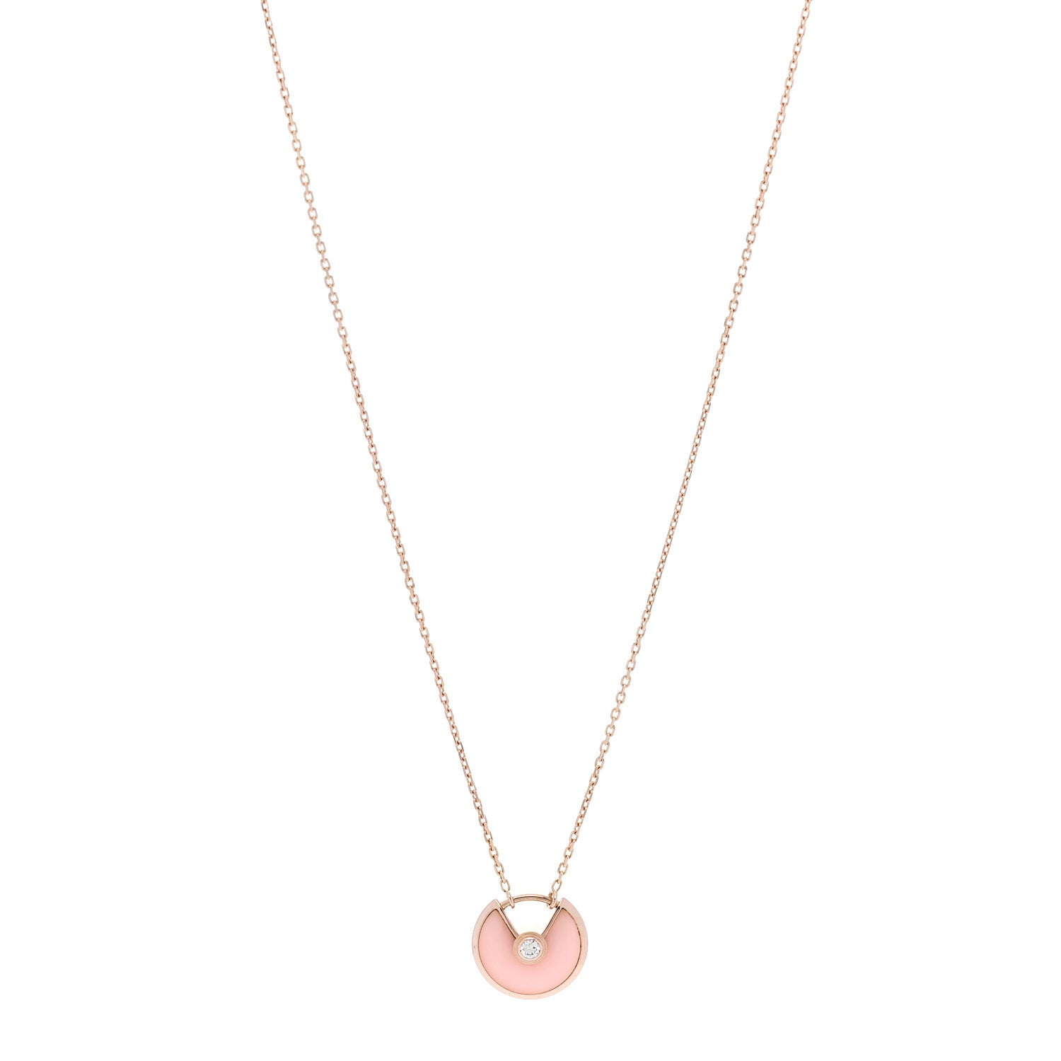Cartier 18K Pink Gold Diamond Pink Opal XS Amulette de Cartier Pendant Necklace 1 of 6