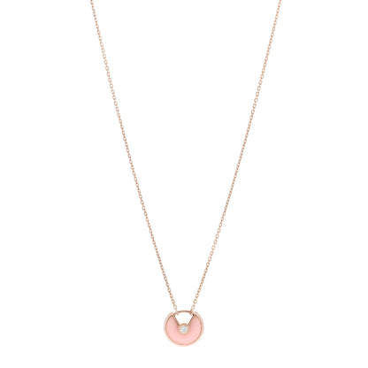 Cartier 18K Pink Gold Diamond Pink Opal XS Amulette de Cartier Pendant Necklace 1 of 6