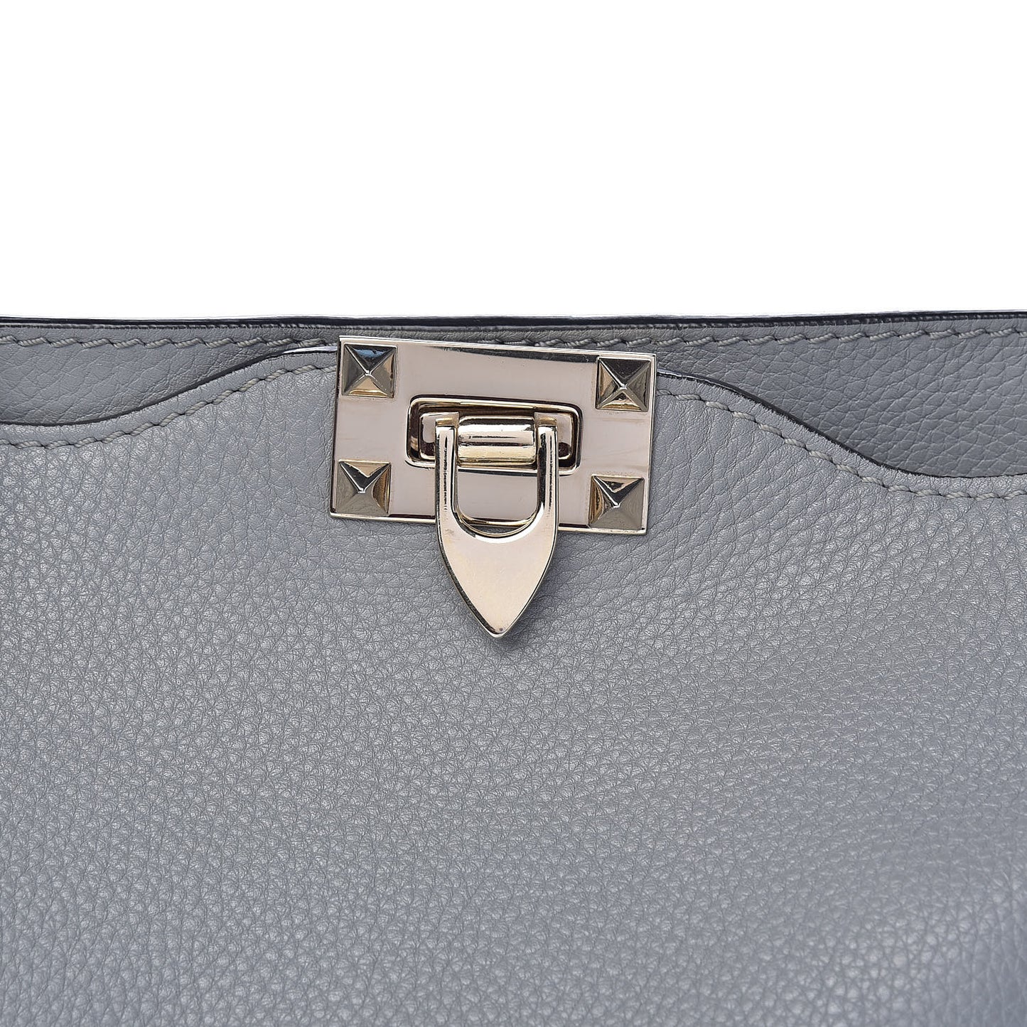 Pebbled Calfskin Small Rockstud Flip-Lock Messenger Bag Light Stone