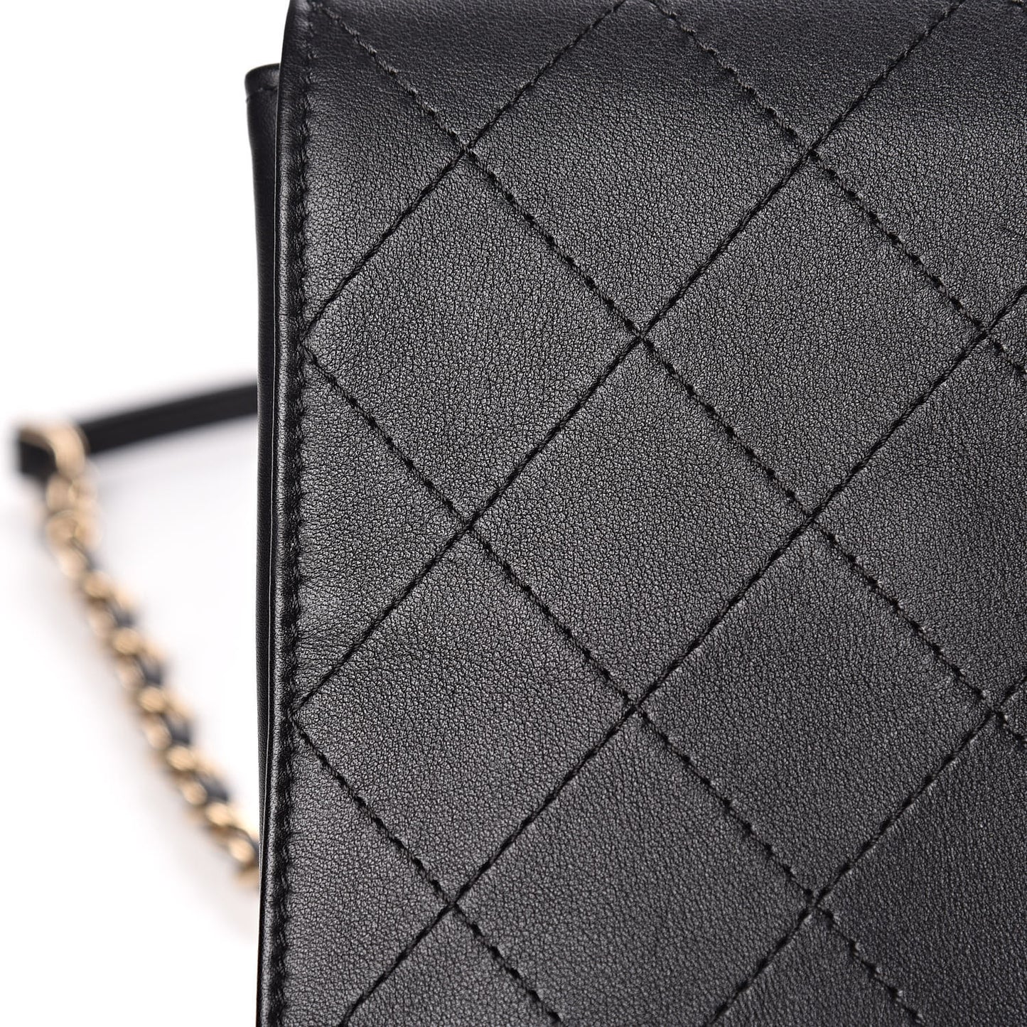Calfskin Stitched Large Flap Black