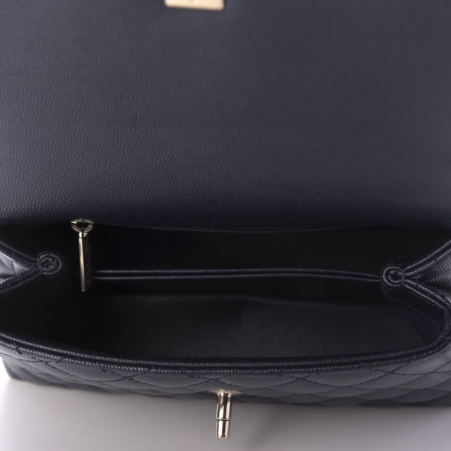 Caviar Quilted Mini Coco Handle Flap Navy