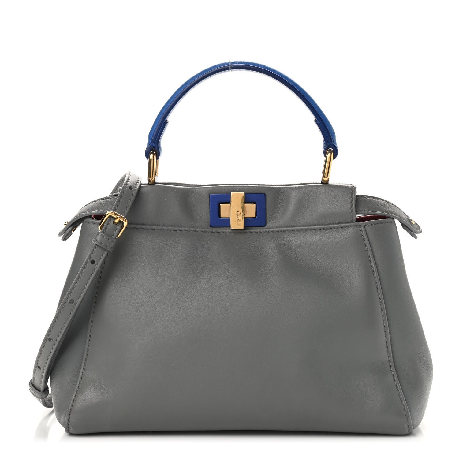 Fendi Nappa Colorblock Mini Peekaboo Iconic Satchel Grigio Chiaro Fragola Blue 1 of 20