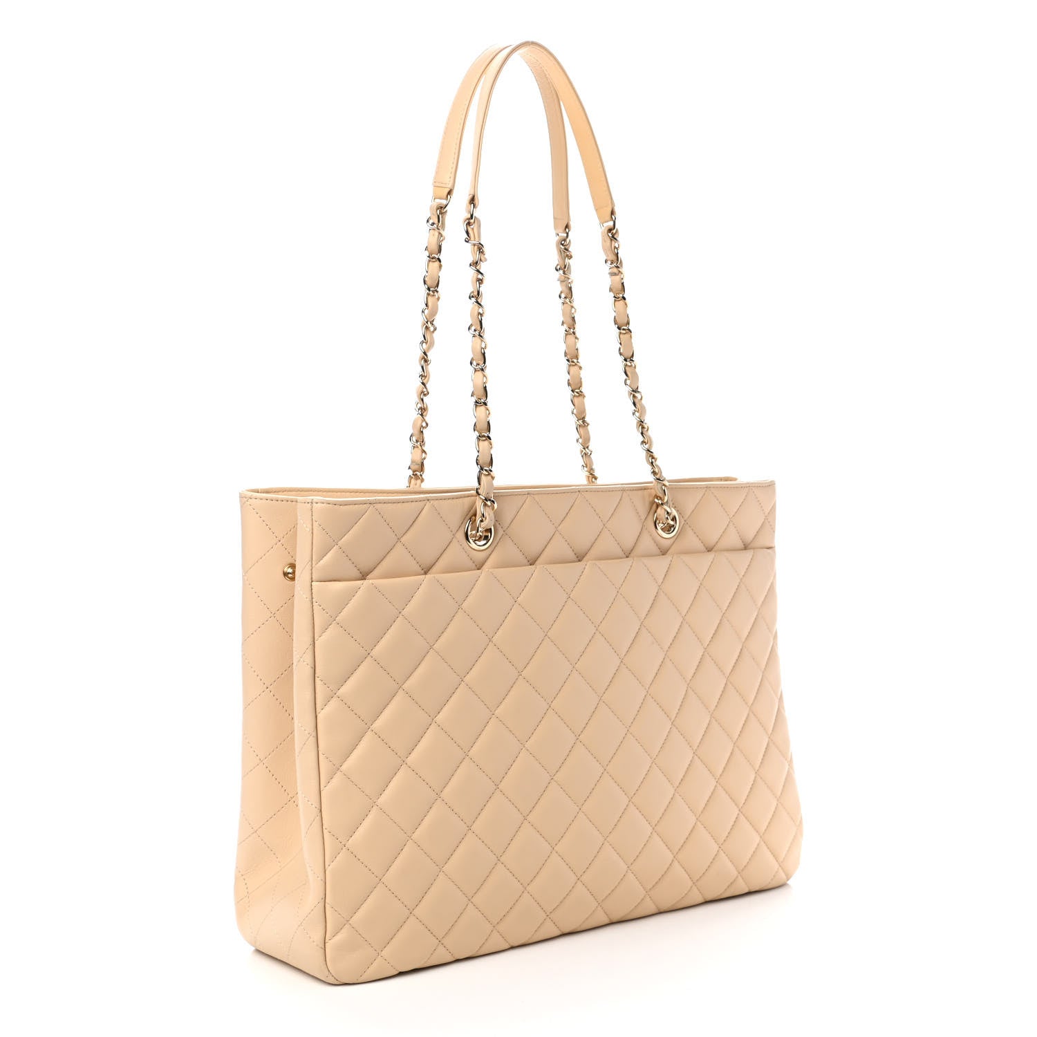 Chanel Calfskin Quilted Large CC Shopping Tote Beige 3 of 9