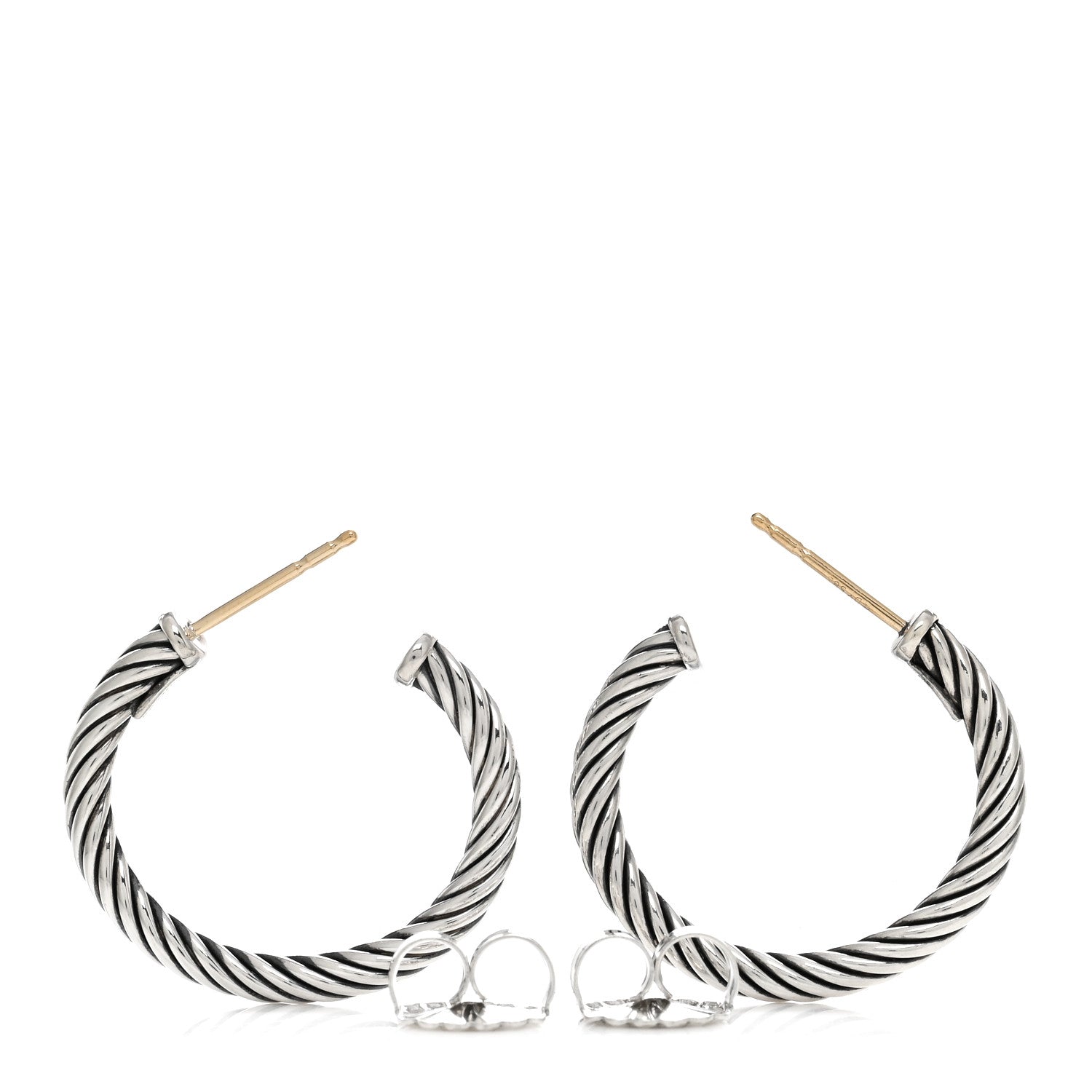 David Yurman Sterling Silver Small Cable Classics Hoop Earrings 3 of 4