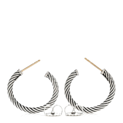 David Yurman Sterling Silver Small Cable Classics Hoop Earrings 3 of 4