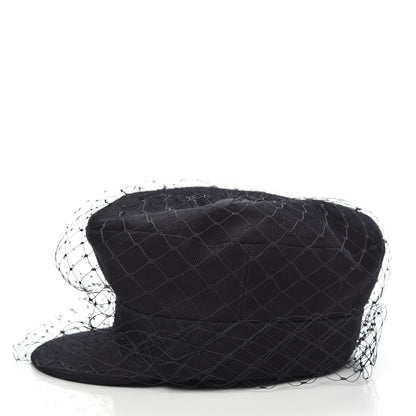 Christian Dior Cotton Canvas Arty Cap with Veil 57 Black 2 of 5