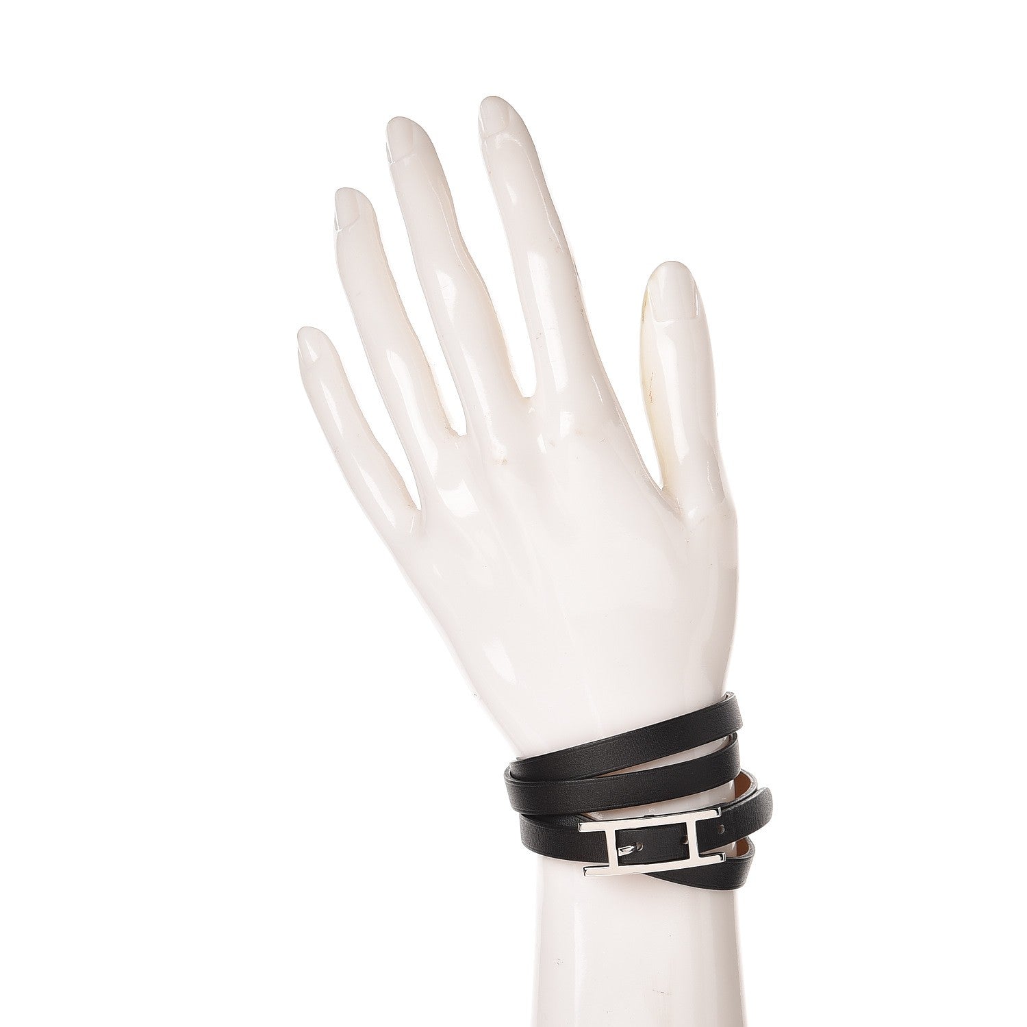 Hermes Chamonix Hapi 3MM Triple Tour Wrap Bracelet M Black 2 of 7