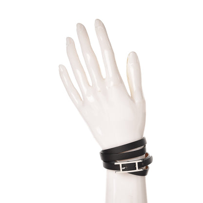 Hermes Chamonix Hapi 3MM Triple Tour Wrap Bracelet M Black 2 of 7