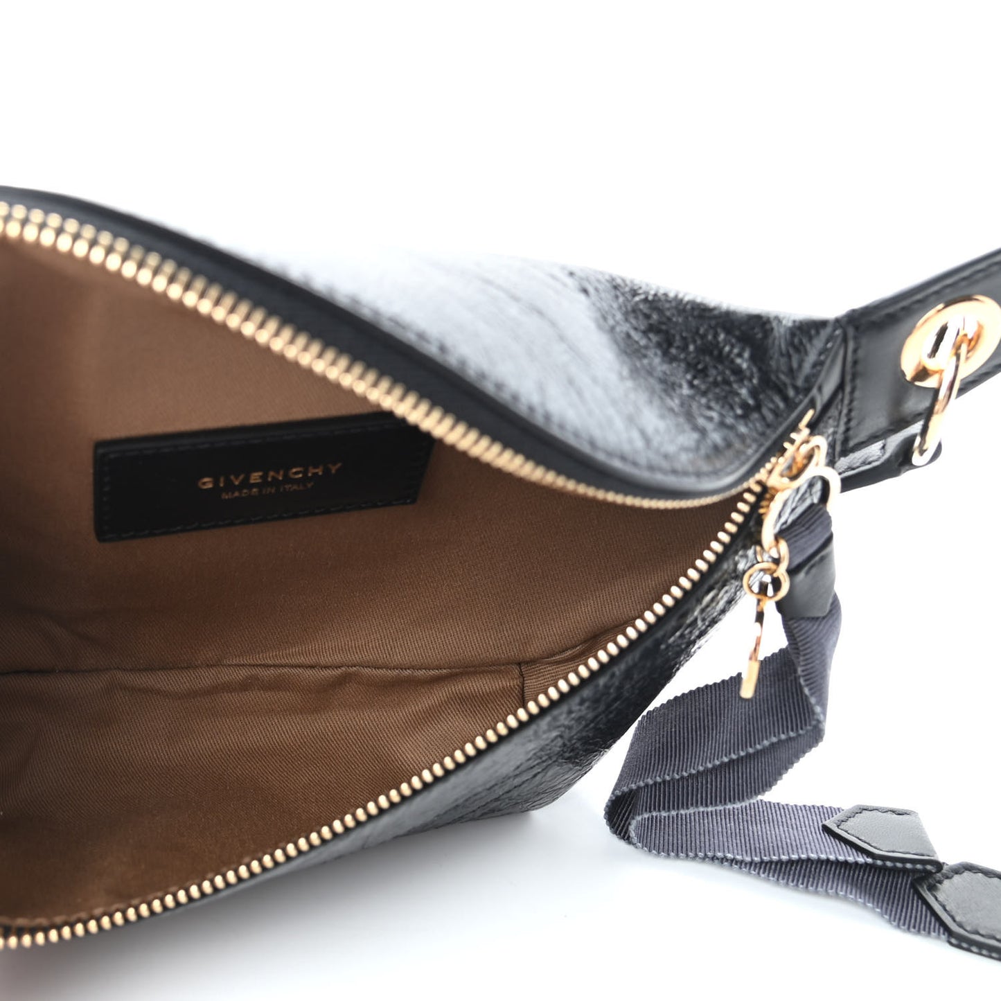 Crackle Calfskin ID Belt Bag Black