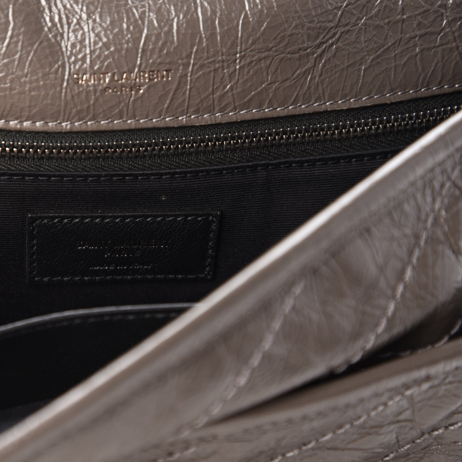 Saint Laurent Crinkled Calfskin Matelasse Monogram Medium Niki Chain Satchel Storm 8 of 9