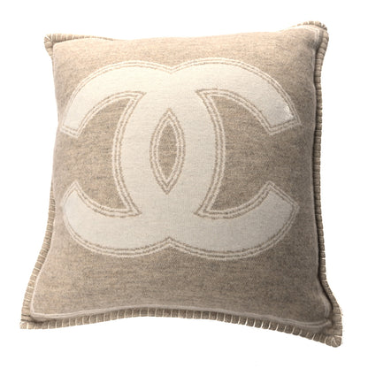 Chanel Merino Wool Cashmere CC Pillow Beige Off White 1 of 3