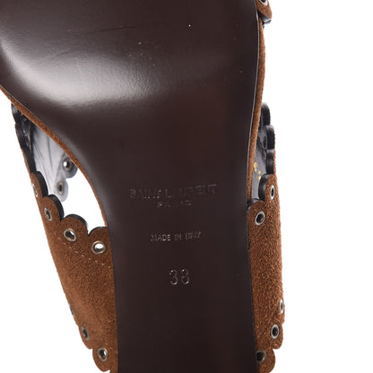 Saint Laurent Suede Eyelet LouLou 70 Mules 38 Land 6 of 8