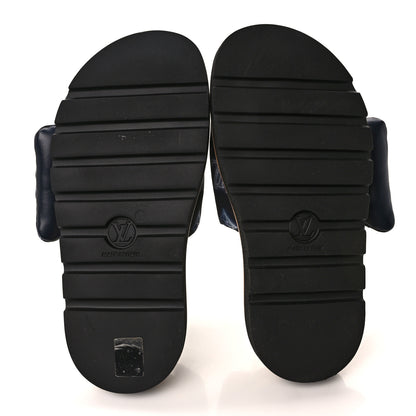 Louis Vuitton Nylon Monogram Womens Pool Pillow Comfort Mules 38 Navy Blue 5 of 8