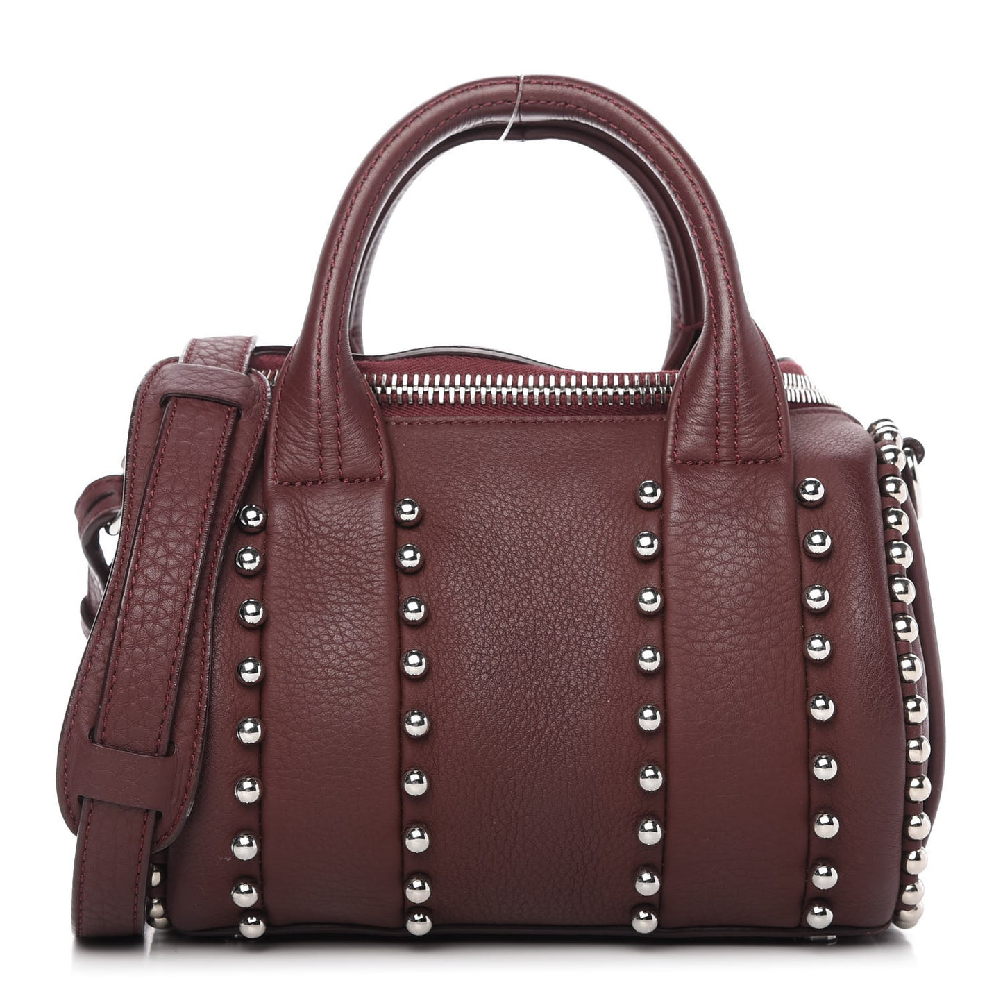 Calfskin Studded Mini Rockie Matte Beet Rodium Hardware