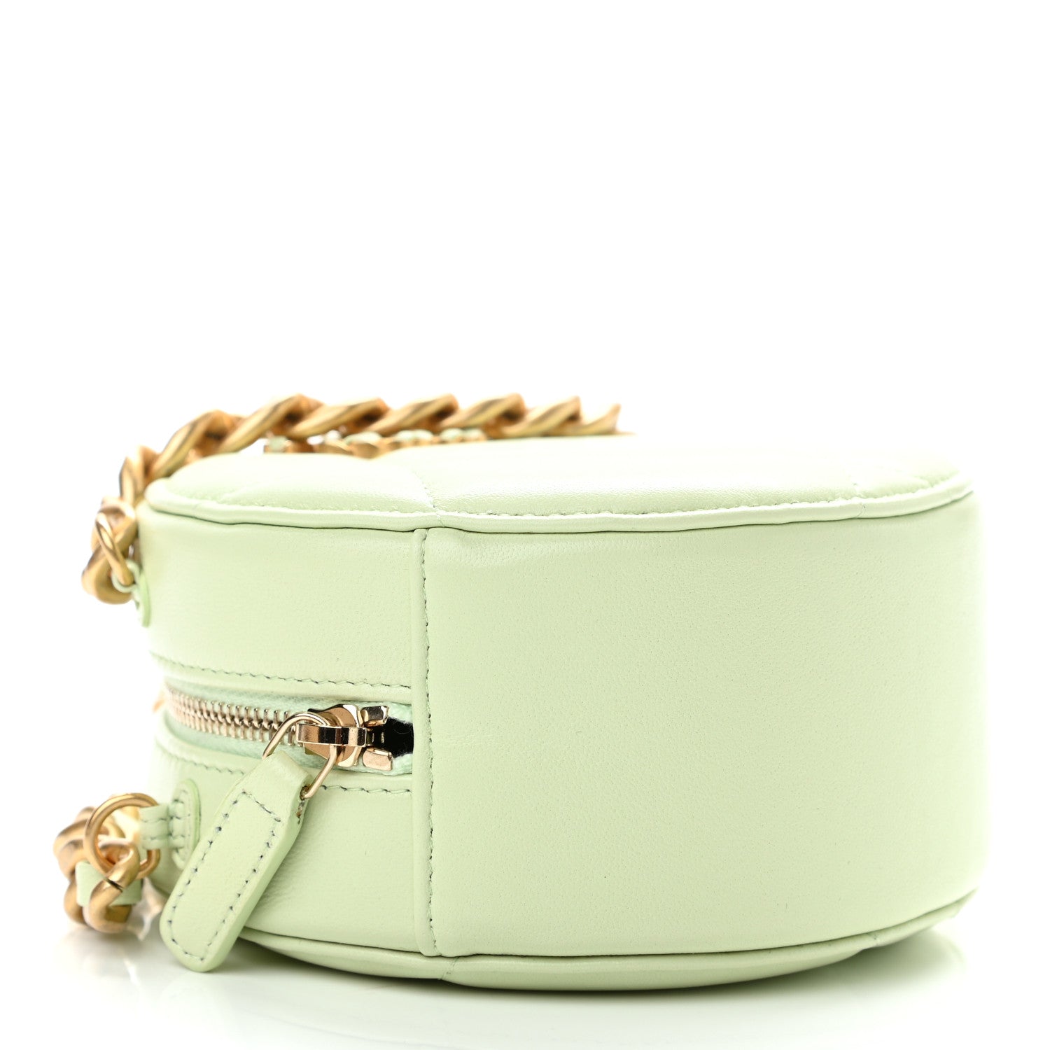 Chanel Lambskin Quilted Chanel 19 Round Clutch With Chain Light Green 4 of 11
