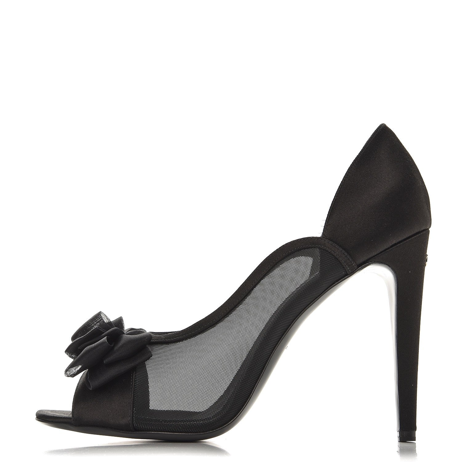 Chanel Mesh Satin Bow CC Pumps 41 Black 1 of 8