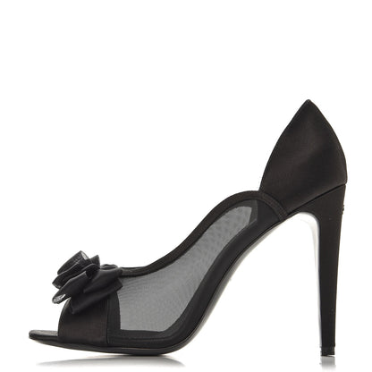 Chanel Mesh Satin Bow CC Pumps 41 Black 1 of 8