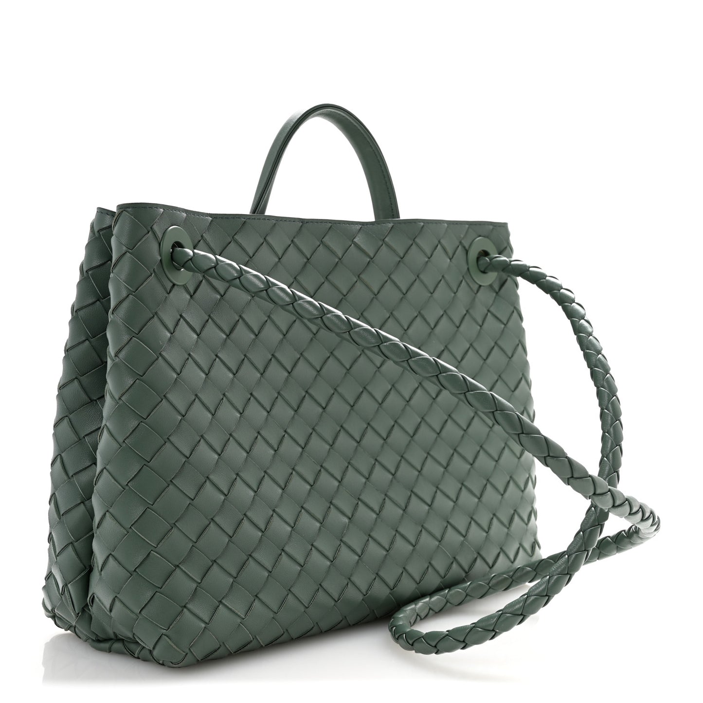 Nappa Intrecciato Medium Andiamo Shoulder Bag Aloe