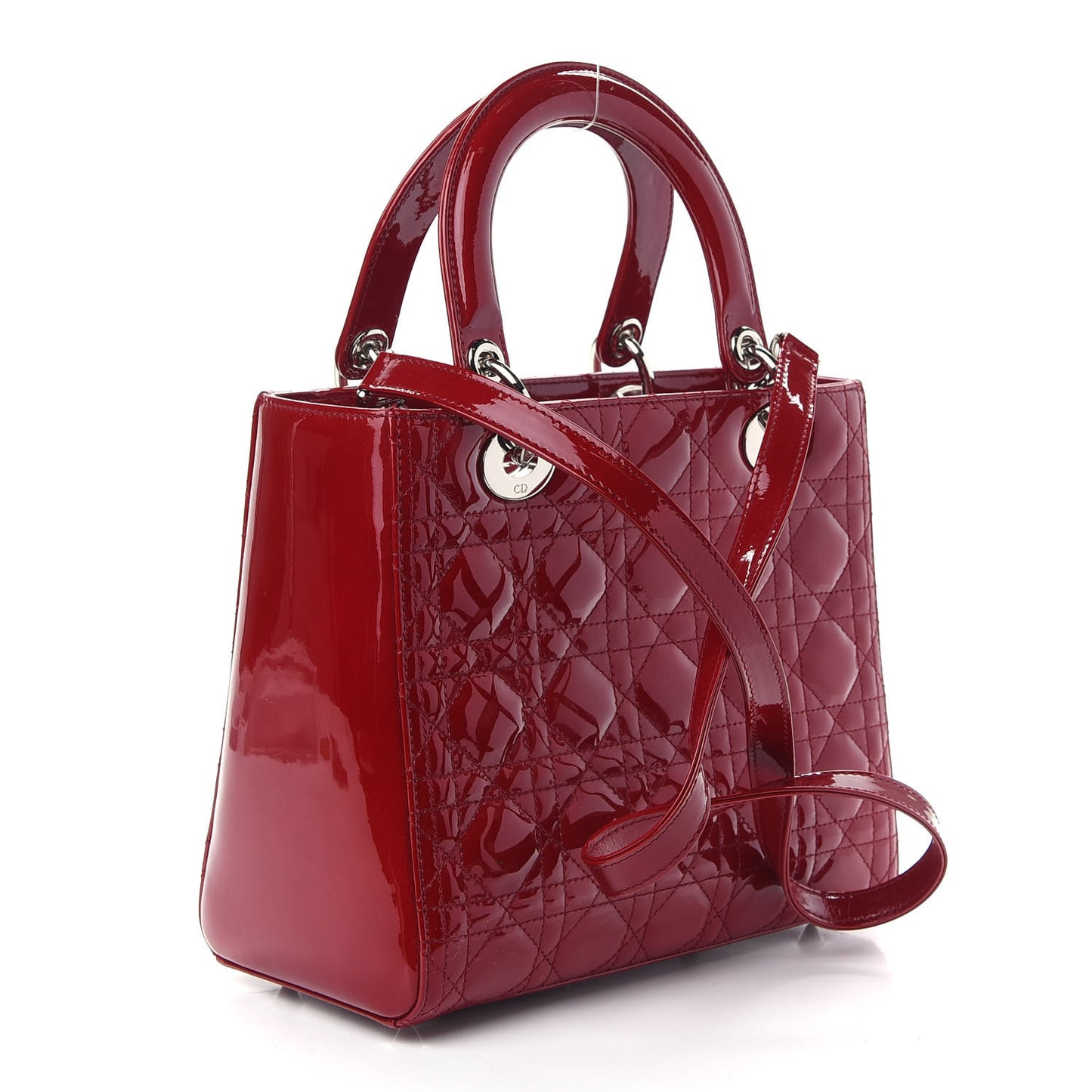 Patent Cannage Medium Lady Dior Red