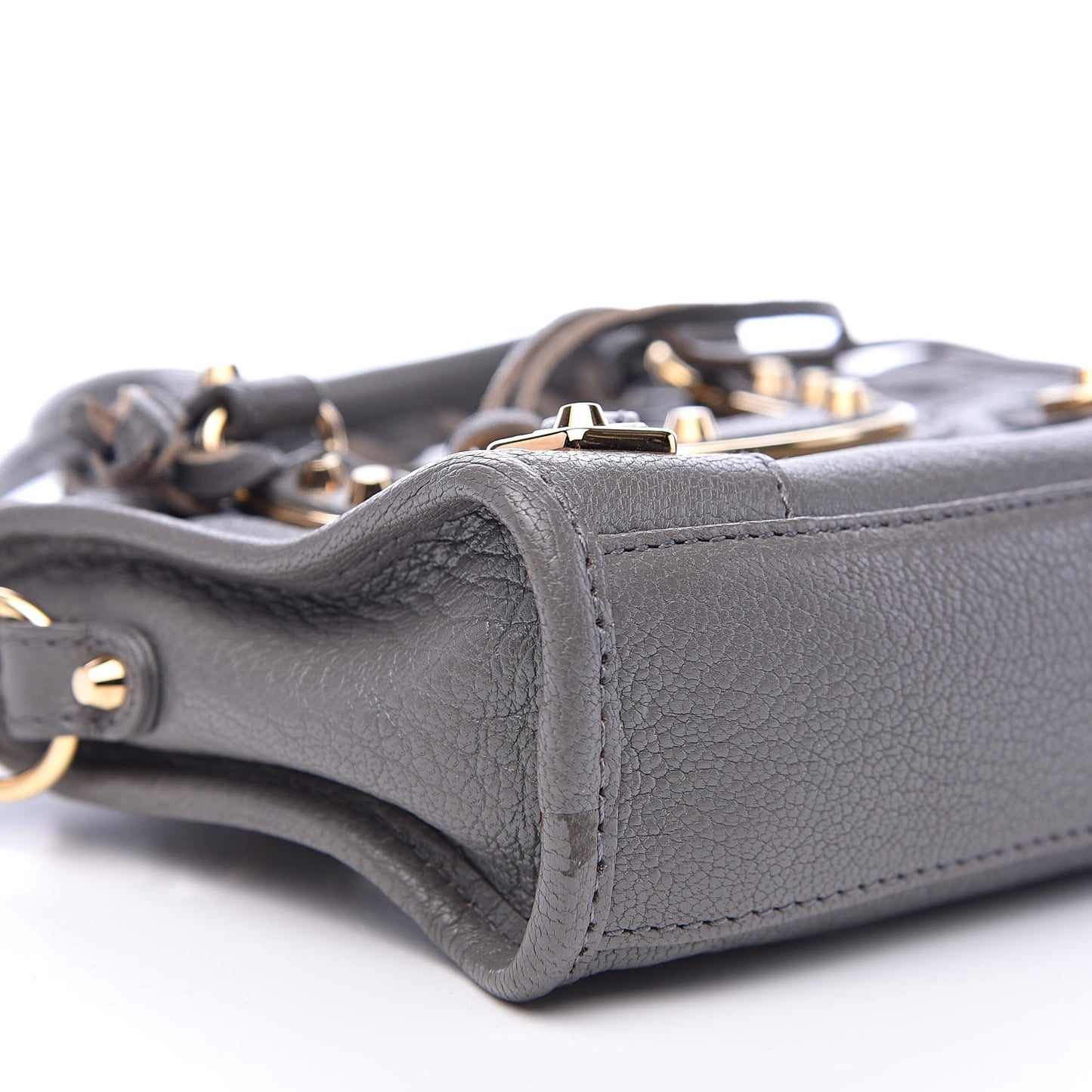 Chevre Gold Metallic Edge Hardware Nano City Gris Acier