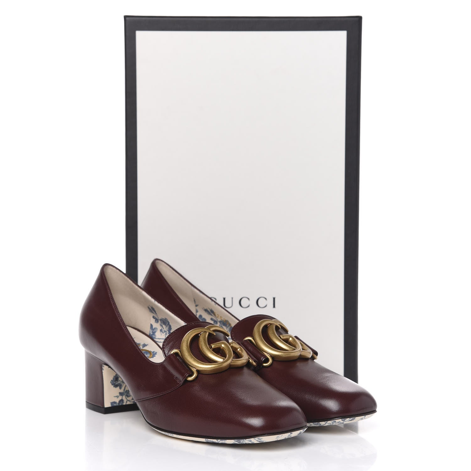 Gucci Malaga Kid GG Victoire 55mm Loafer Pumps 37 Vintage Bordeaux 9 of 9