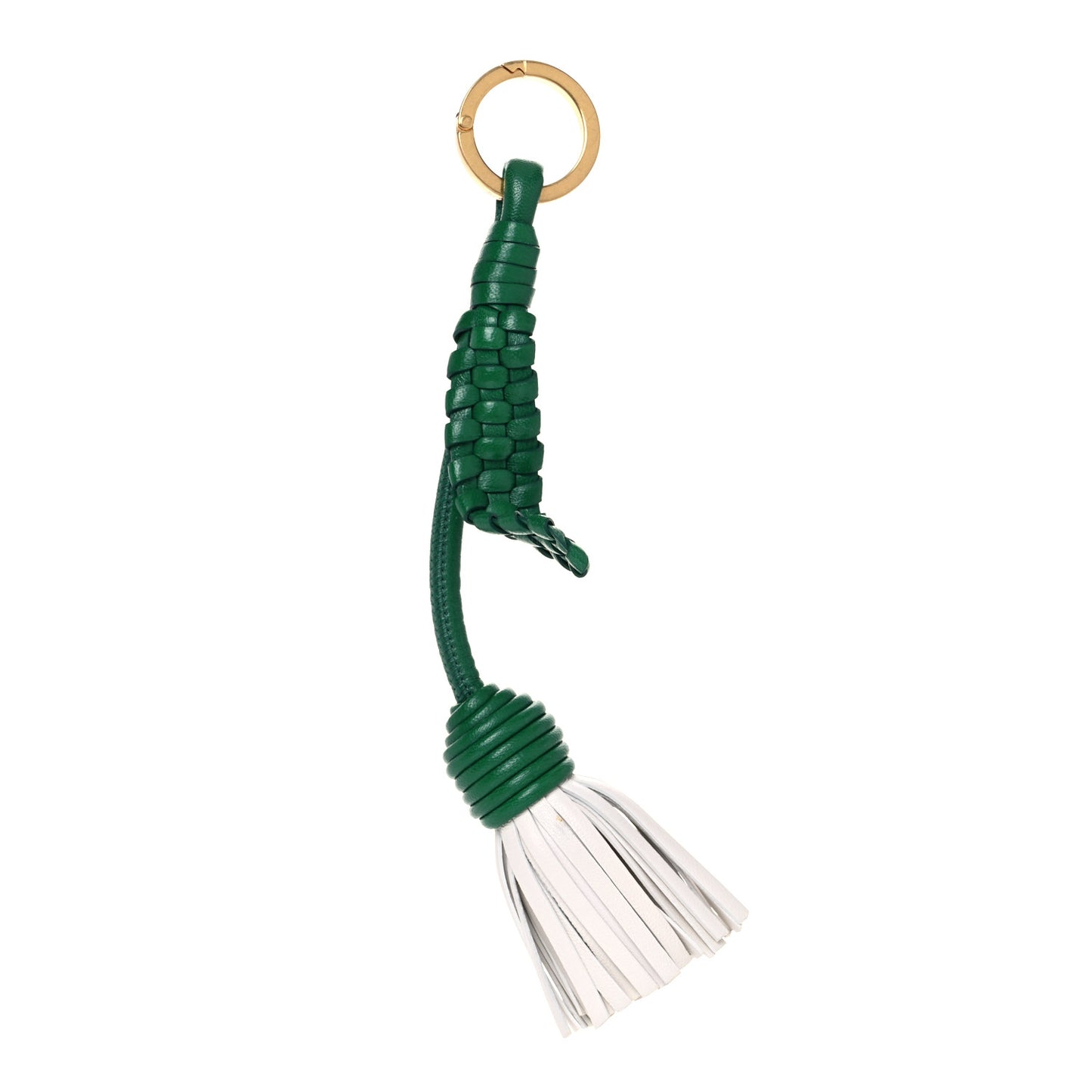Nappa Intrecciato Flower Key Ring Chalk Egg Yolk