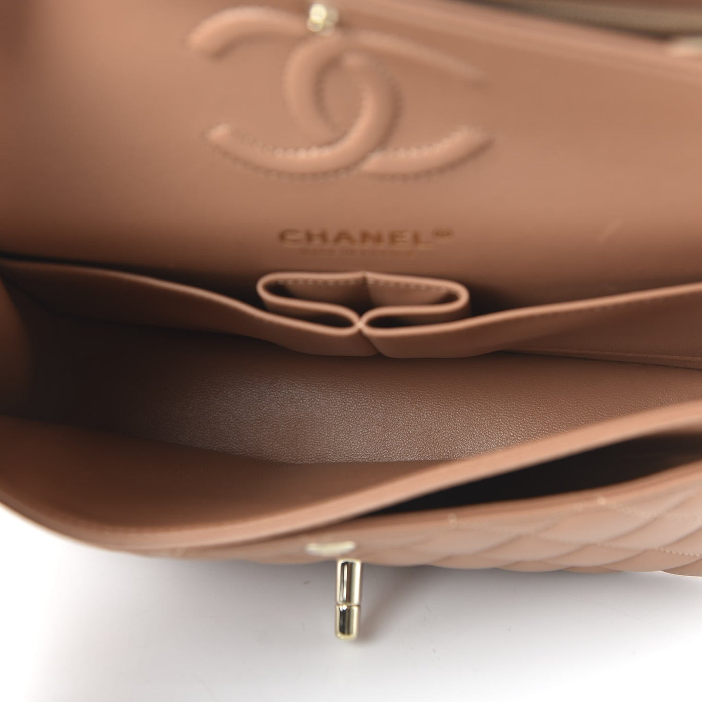 Lambskin Quilted Small Double Flap Brown