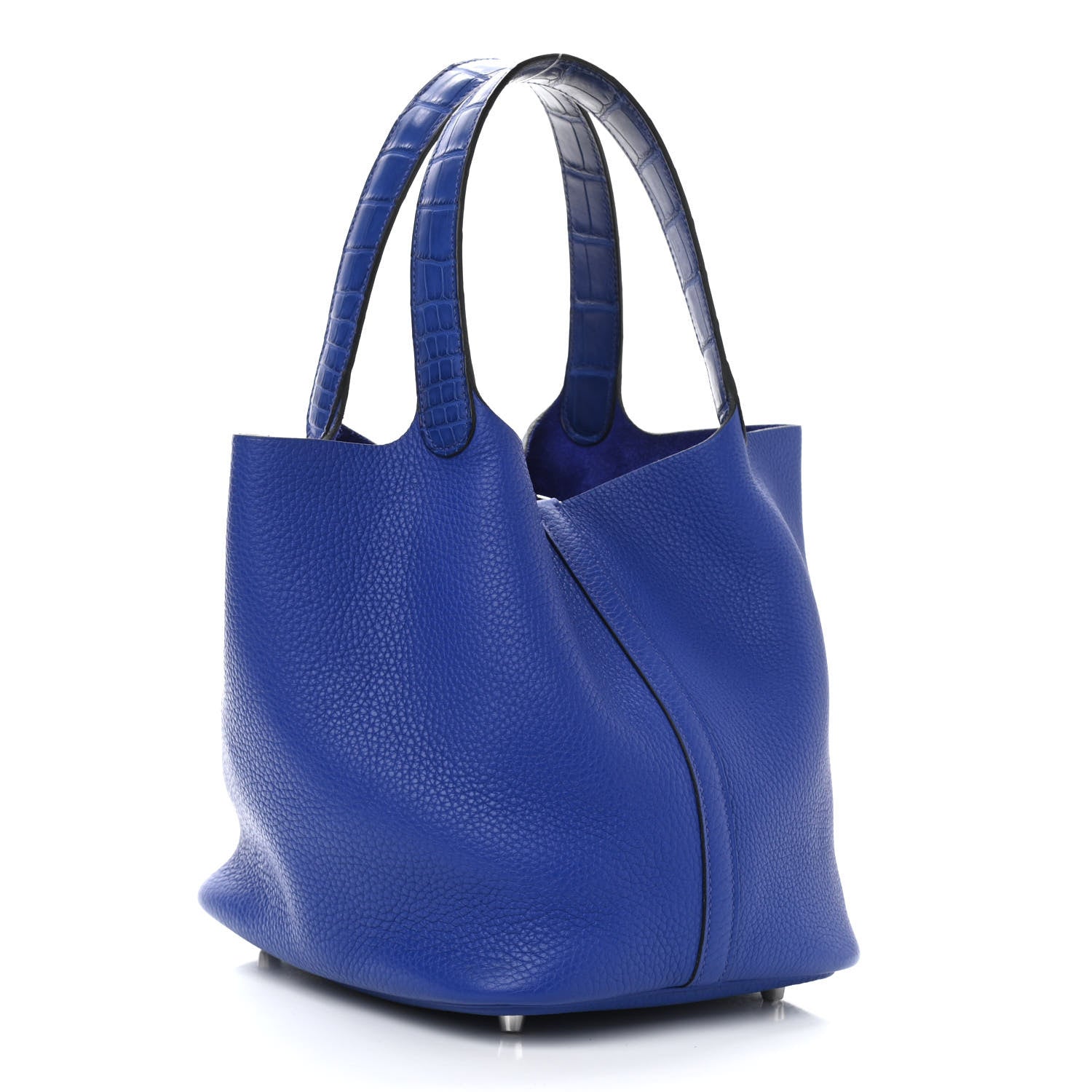 Hermes Taurillon Clemence Matte Alligator Picotin Lock Touch 22 MM Bleu Electrique 2 of 9