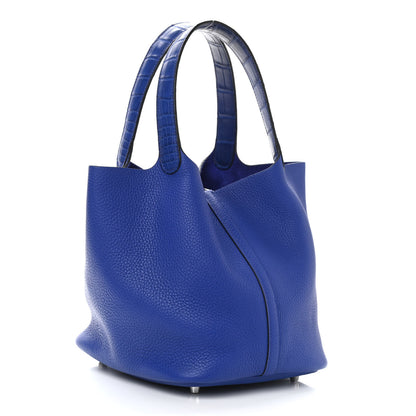 Hermes Taurillon Clemence Matte Alligator Picotin Lock Touch 22 MM Bleu Electrique 2 of 9