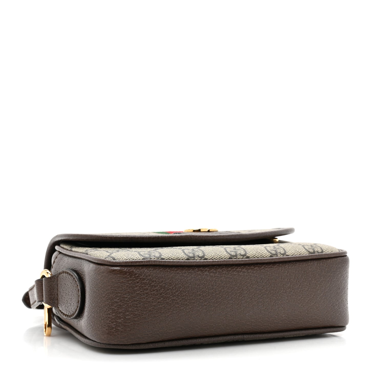 GG Supreme Monogram Textured Dollar Calfskin Mini Ophidia Flap Shoulder Bag Beige Ebony New Acero