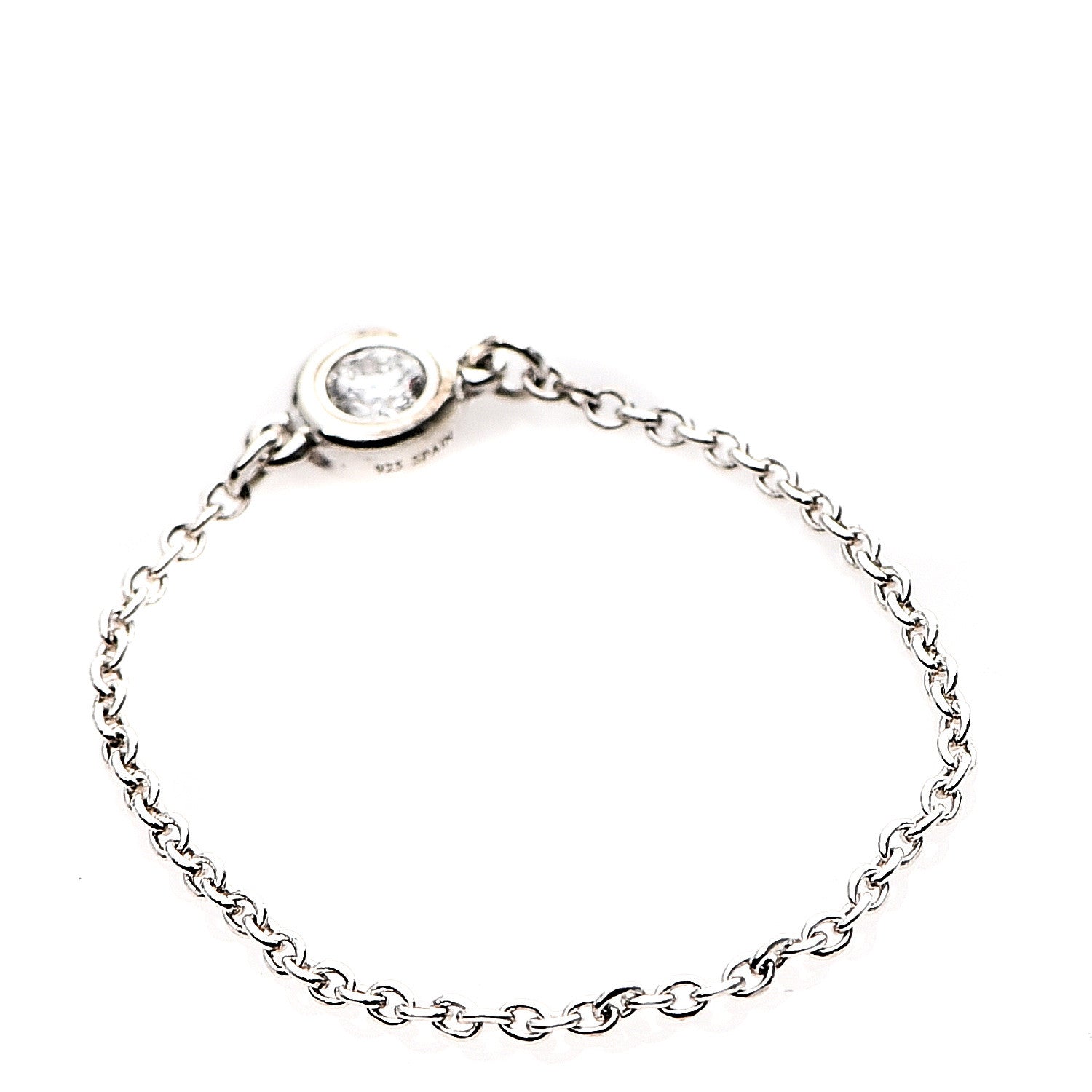 Tiffany Sterling Silver Diamond 0.06ct Elsa Peretti Diamonds by the Yard Ring 66 11.5 2 of 3