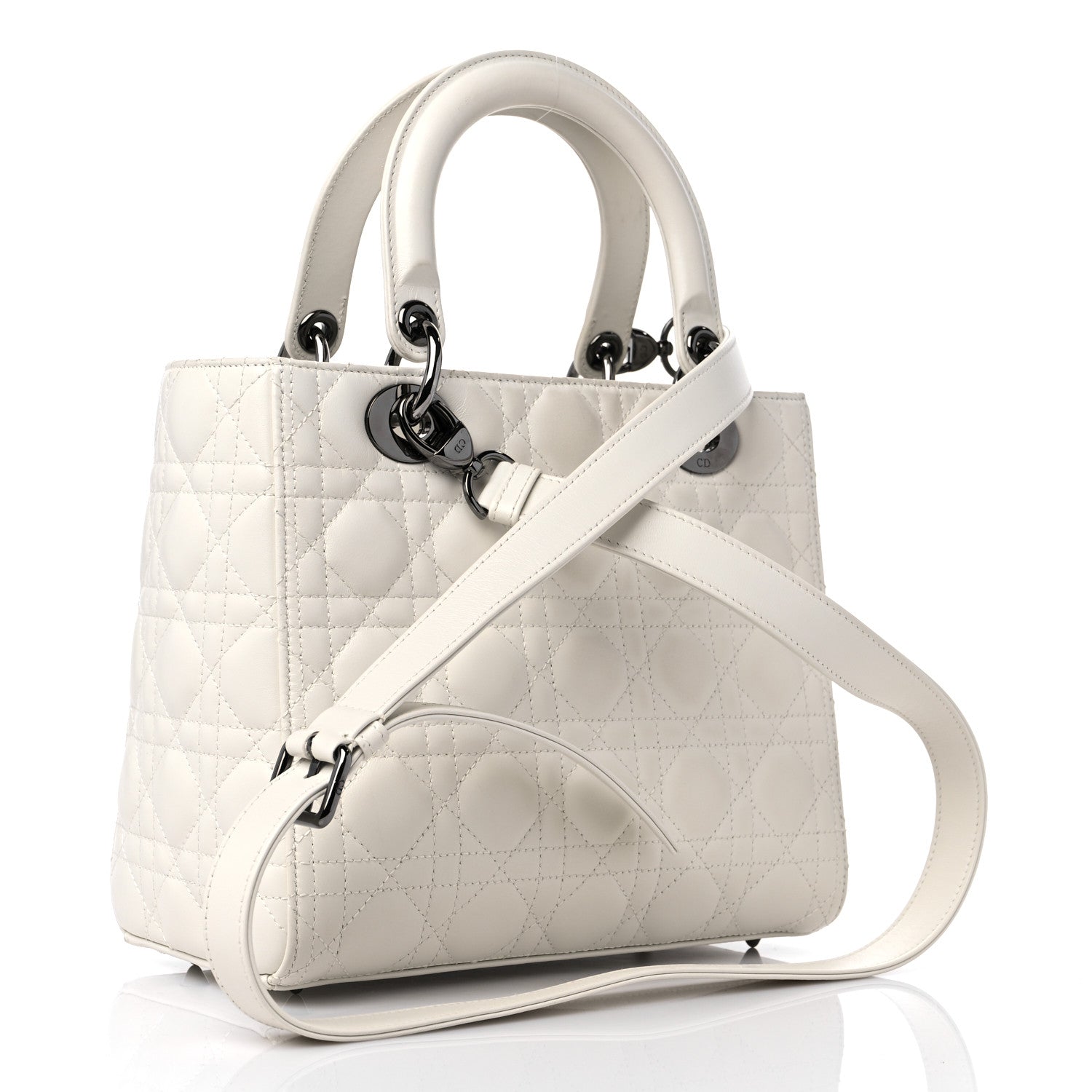 Christian Dior Lambskin Cannage Medium Lady Dior White 3 of 18