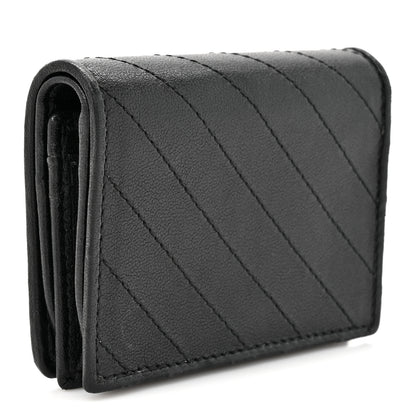 Gucci Sakai Be Green Calfskin Diagonal Stitched Blondie Card Case Wallet Black 3 of 9