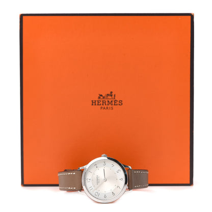 Hermes Stainless Steel Swift 32mm Slim d'Hermes Quartz Watch Etoupe 5 of 5