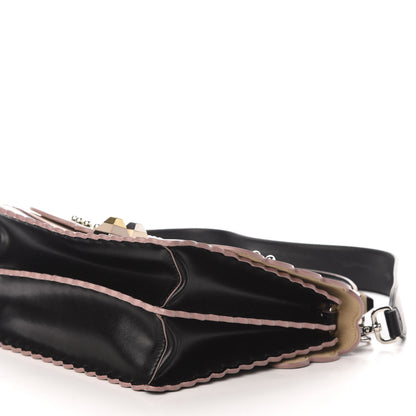 Fendi Vitello Liberty Pearl Bi-Color Flowers and Bow Scalloped Studded Kan I Shoulder Bag Black Soap 11 of 12