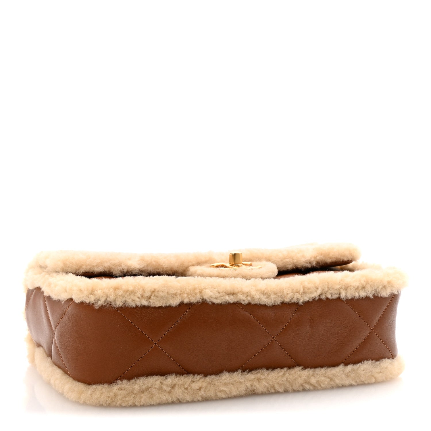 Chanel Shearling Lambskin Quilted Furry Coco Flap Beige Brown 4 of 11