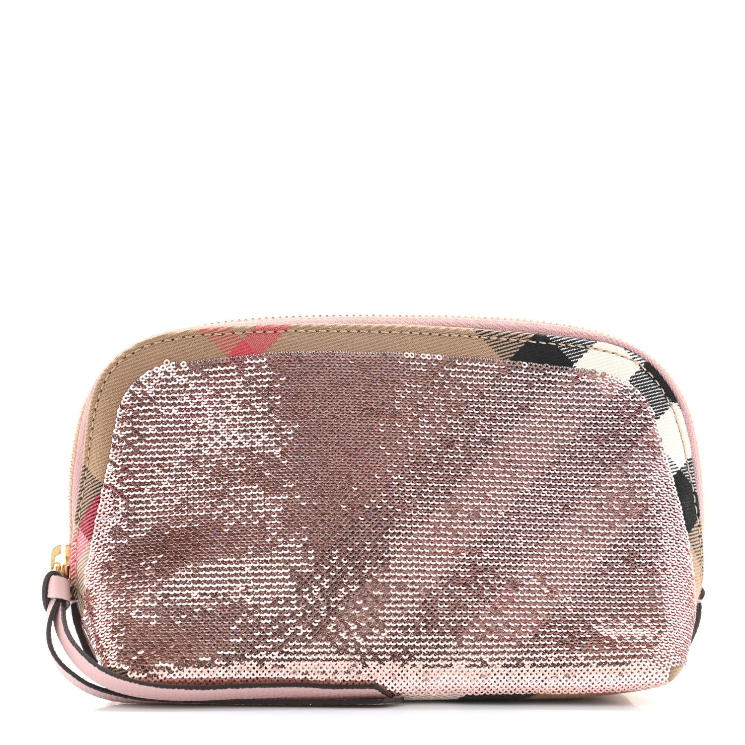 Burberry House Check Sequin Peyton Pouch Bag Pink 1 of 9