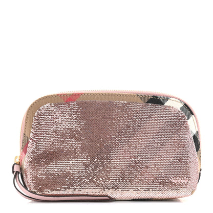 Burberry House Check Sequin Peyton Pouch Bag Pink 1 of 9