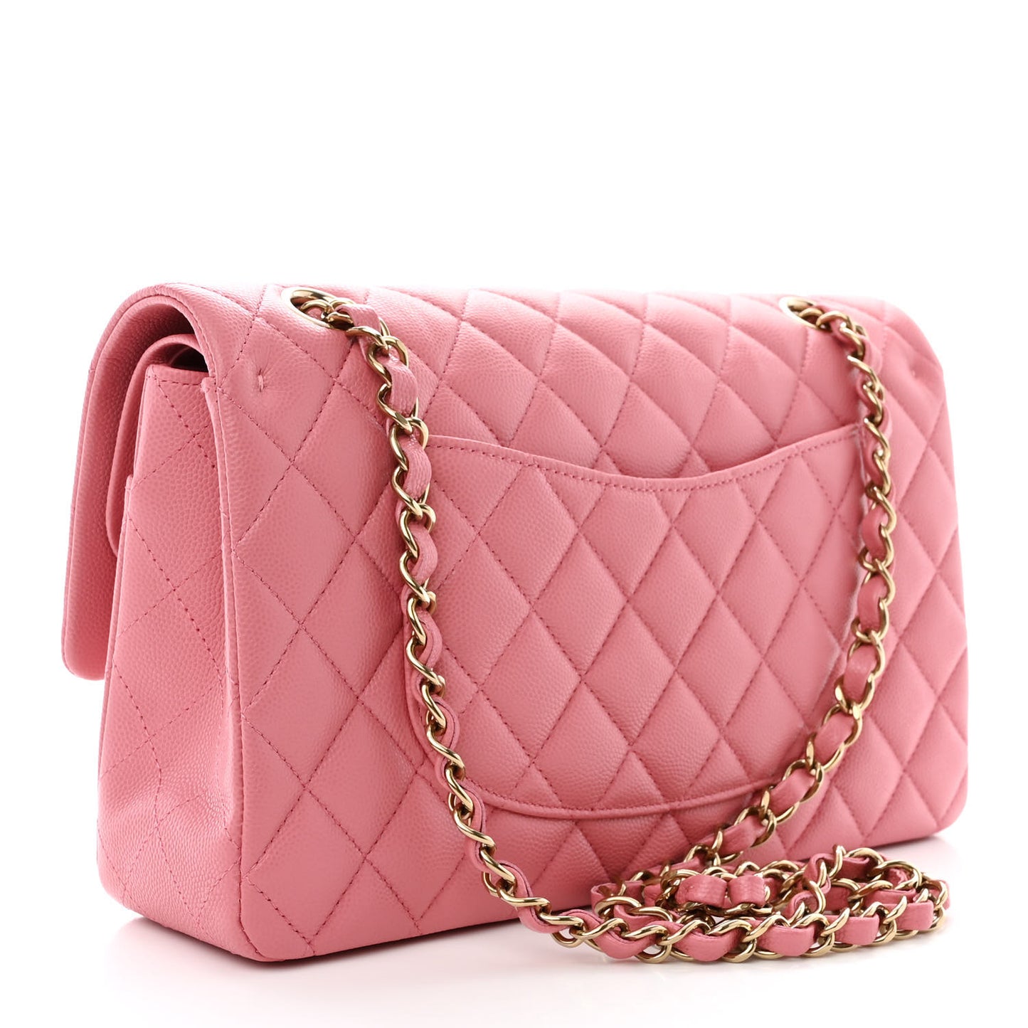 Caviar Quilted Medium Double Flap Pink
