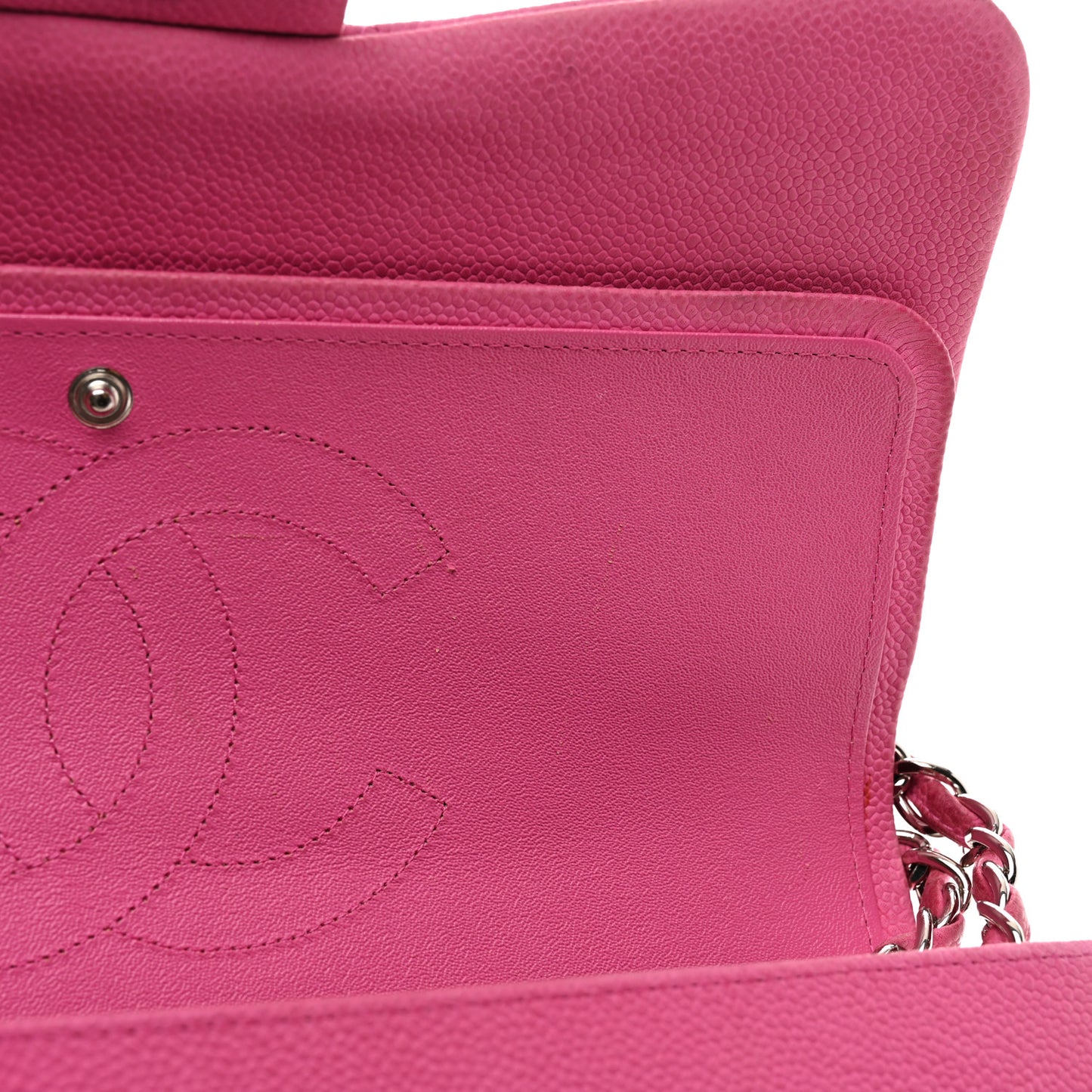 Iridescent Caviar Quilted Jumbo Double Flap Pink