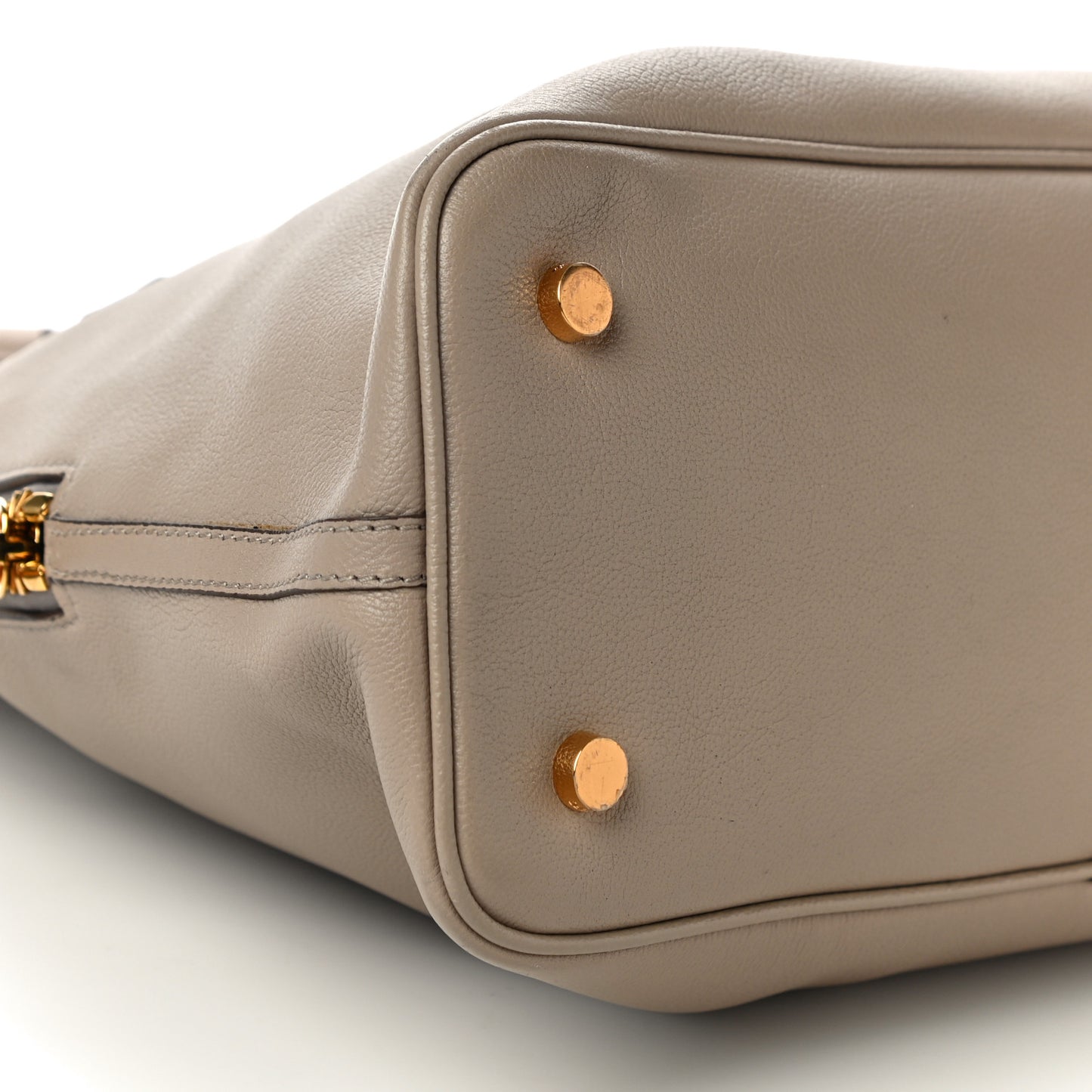 Pebbled Calfskin Medium Alix Dome Bag Taupe
